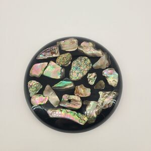 Vintage Abalone Shell Resin Hot Plate Trivet Hand Made in USA